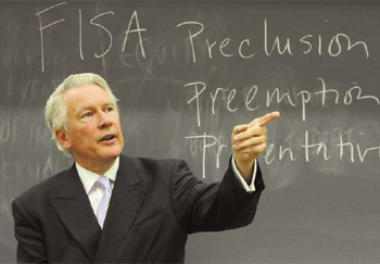 Philip Bobbitt discusses the need for new methods of surveillance and other strategies to protect civilians. [Image credit: Eileen Barroso]
