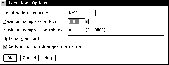 Local Node Options panel.