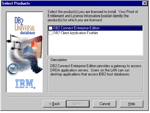 Select Products window