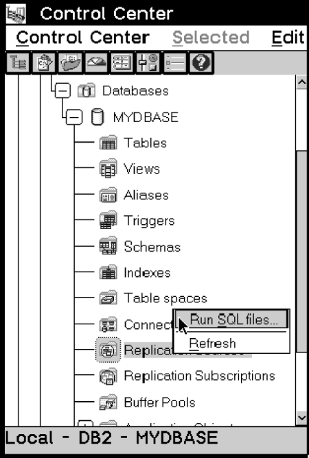 The Run SQL files menu