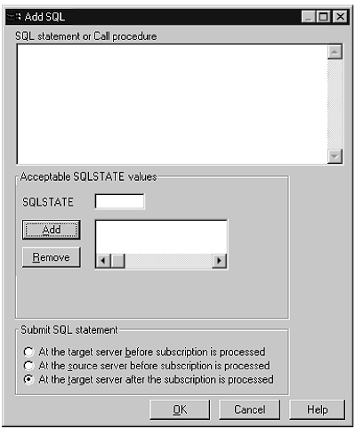 The Add SQL window