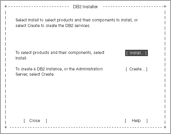 DB2 Installer Main Menu