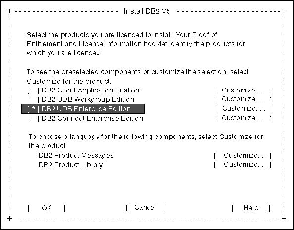 Selecting installable products and components